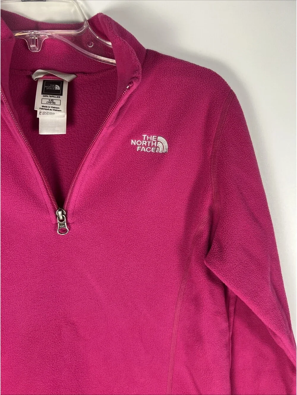 Northface Girls/Youth Pink Fleece 3/4 Zip Pullover Jacket Size Large 14-16